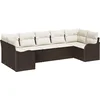 Image de vidaXL - Tuinbank - Set - met - opslag - 7 - pcs - Bruin - en - wit - Poly - rattan