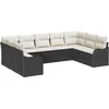 Image de vidaXL - Tuinbank - Set - met - opslag - 9 - pcs - Zwart - en - wit - poly - rattan