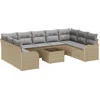 Image de vidaXL - Tuinbank - Set - met - kussen - 10 - pcs - beige - en - lichtgrijs - Poly - rattan