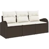 Image de vidaXL - Tuinbank - Set - met - opslag - 3 - pcs - Bruin - en - wit - Poly - rattan