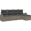 Image de vidaXL - Bankstel - met - kussen - met - opslag - 5 - pcs - Grijs - poly - rattan