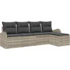 Image de vidaXL - Bankstel - met - kussen - met - opslag - 5 - pcs - Lichtgrijs - poly - rattan