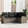 Image de vidaXL - Tuinbank - Set - met - kussen - met - opslag - 4 - pcs - Grijs - poly - rattan
