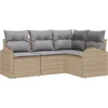 Image de vidaXL - Tuinbank - Set - met - kussen - 4 - pcs - Beige - en - Lichtgrijs - poly - rattan
