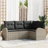 Image de vidaXL - Tuinbank - Set - met - kussen - met - opslag - 4 - pcs - Lichtgrijs - poly - rattan