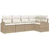 Image de vidaXL - Tuinbank - Set - met - kussen - 5 - pcs - Beige - en - Wit - poly - rattan