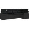 Image de vidaXL - Tuinbank - Set - met - kussen - met - opslag - 5 - pcs - Zwart - poly - rattan