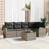 Image de vidaXL - Tuinbank - Set - met - kussen - met - opslag - 6 - pcs - Grijs - poly - rattan