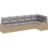 Image de vidaXL - Tuinbank - Set - met - kussen - 6 - pcs - Beige - en - Lichtgrijs - poly - rattan