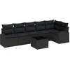 Image de vidaXL - Tuinbank - Set - met - kussen - met - opslag - 7 - pcs - Zwart - poly - rattan