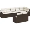 Image de vidaXL - Tuinbank - Set - met - kussen - 8 - pcs - Bruin - en - wit - poly - rattan