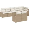 Image de vidaXL - Tuinbank - Set - met - kussen - 8 - pcs - Beige - en - Wit - poly - rattan