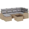 Image de vidaXL - Bankstel - met - kussen - 7 - pcs - Beige - en - lichtgrijs - poly - rattan