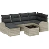 Image de vidaXL - Bankstel - met - kussen - met - opslag - 7 - pcs - Lichtgrijs - poly - rattan