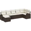 Image de vidaXL - Bankstel - met - kussen - met - opslag - 7 - pcs - Bruin - poly - rattan