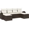 Image de vidaXL - Bankstel - met - kussen - met - opslag - 6 - pcs - Bruin - en - wit - poly - rattan