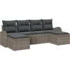Image de vidaXL - Bankstel - met - kussen - met - opslag - 6 - pcs - Grijs - poly - rattan