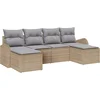 Image de vidaXL - Bankstel - met - kussen - 6 - pcs - Beige - en - lichtgrijs - poly - rattan
