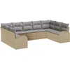 Image de vidaXL - Tuinbank - Set - met - kussen - 9 - pcs - Beige - en - Lichtgrijs - poly - rattan