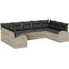 Image de vidaXL - Tuinbank - Set - met - kussen - met - opslag - 9 - pcs - Lichtgrijs - poly - rattan