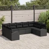 Image de vidaXL - Tuinbank - Set - met - kussen - met - opslag - 9 - pcs - Zwart - poly - rattan