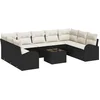 Image de vidaXL - Tuinbank - Set - met - kussen - 10 - pcs - Zwart - en - Wit - poly - rattan