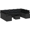 Image de vidaXL - Tuinbank - Set - met - kussen - met - opslag - 10 - pcs - Zwart - poly - rattan