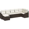 Image de vidaXL - Tuinbank - Set - met - kussen - 7 - pcs - Bruin - en - Crème - poly - rattan