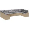 Image de vidaXL - Tuinbank - Set - met - opslag - 10 - pcs - Beige - en - Lichtgrijs - poly - rattan