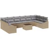 Image de vidaXL - Tuinbank - Set - met - opslag - Beige - en - Lichtgrijs - poly - rattan