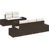 Image de vidaXL - Tuinbank - Set - met - kussen - 6 - pcs - Bruin - en - Crème - poly - rattan
