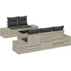 Image de vidaXL - Tuinbank - Set - 6 - pcs - Lichtgrijs - en - Donkergrijs - poly - rattan