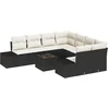 Image de vidaXL - Tuinbank - Set - met - kussen - 9 - pcs - Zwart - en - Crème - poly - rattan