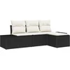 Image de vidaXL - Tuinbank - Set - met - kussen - 4 - pcs - Zwart - en - Crème - poly - rattan