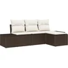 Image de vidaXL - Tuinbank - Set - met - kussen - 4 - pcs - Bruin - en - Crème - poly - rattan
