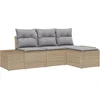 Image de vidaXL - Tuinbank - Set - met - kussen - 4 - pcs - Beige - en - Lichtgrijs - poly - rattan