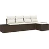 Image de vidaXL - Tuinbank - Set - met - kussen - 5 - pcs - Bruin - en - Crème - poly - rattan