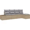 Image de vidaXL - Tuinbank - Set - met - kussen - 5 - pcs - Beige - en - Lichtgrijs - poly - rattan