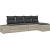 Image de vidaXL - Tuinbank - Set - met - kussen - met - opslag - 5 - pcs - Lichtgrijs - poly - rattan