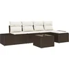 Image de vidaXL - Tuinbank - Set - met - kussen - 5 - pcs - Bruin - en - Crème - poly - rattan