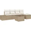 Image de vidaXL - Tuinbank - Set - met - kussen - 5 - pcs - Beige - en - Crème - poly - rattan
