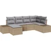 Image de vidaXL - Tuinbank - Set - met - kussen - 6 - pcs - Beige - en - Lichtgrijs - poly - rattan