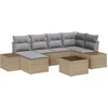 Image de vidaXL - Tuinbank - Set - met - kussen - 6 - pcs - Beige - en - Lichtgrijs - poly - rattan