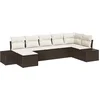 Image de vidaXL - Tuinbank - Set - met - kussen - met - opslag - 7 - pcs - Bruin - Poly - rattan