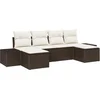 Image de vidaXL - Tuinbank - Set - met - kussen - 4 - pcs - Bruin - en - Crème - poly - rattan