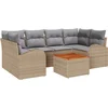 Image de vidaXL - Tuinbank - Set - met - opslag - 7 - pcs - Beige - en - Lichtgrijs - poly - rattan