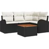 Image de vidaXL - Tuinbank - Set - met - opslag - 5 - pcs - Zwart - en - Crème - poly - rattan