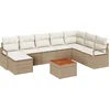 Image de vidaXL - Tuinbank - Set - met - opslag - 9 - pcs - Beige - en - Crème - poly - rattan