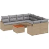Image de vidaXL - Tuinbank - Set - met - opslag - 9 - pcs - Beige - en - Lichtgrijs - poly - rattan