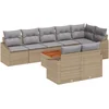 Image de vidaXL - Tuinbank - Set - met - opslag - 9 - pcs - Beige - en - Lichtgrijs - poly - rattan